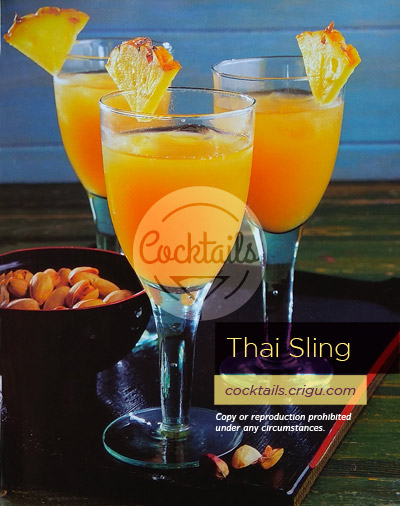 Thai sling cocktail with whiskey